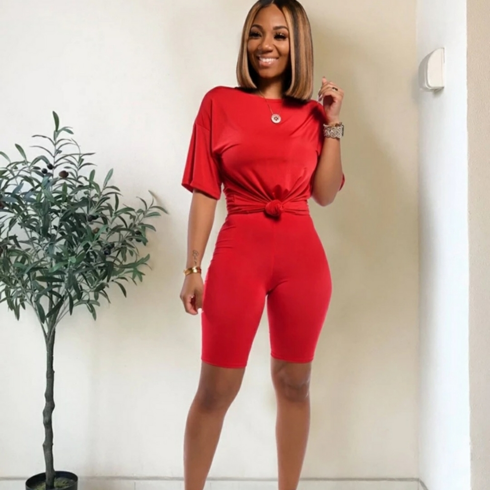 Plus Size Red Biker Set